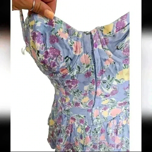 For Love And Lemons Womens Blue Charlene Mini Dress S - Picture 6 of 15